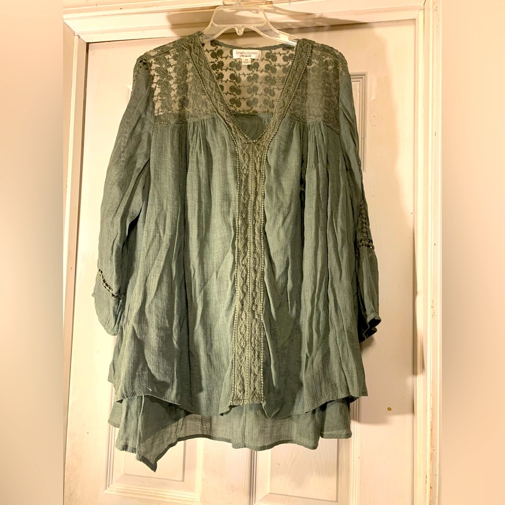 Layered plus size green top